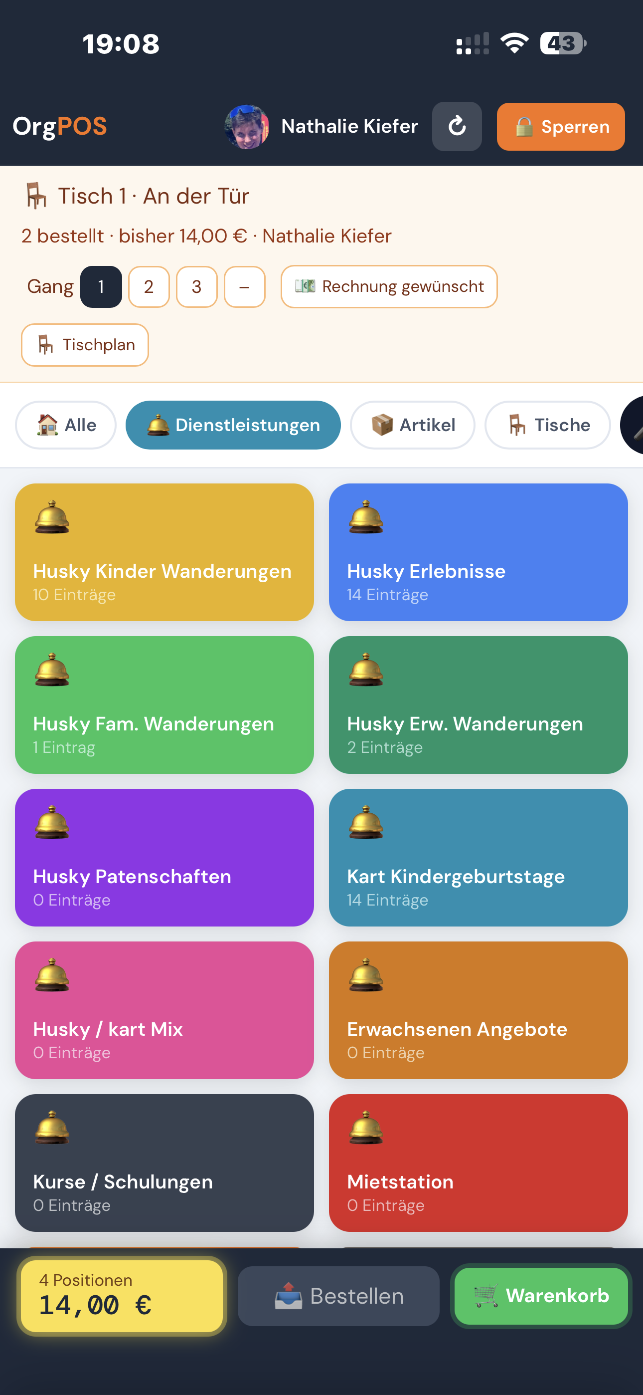OrgPOS am Handy: Kassieren
